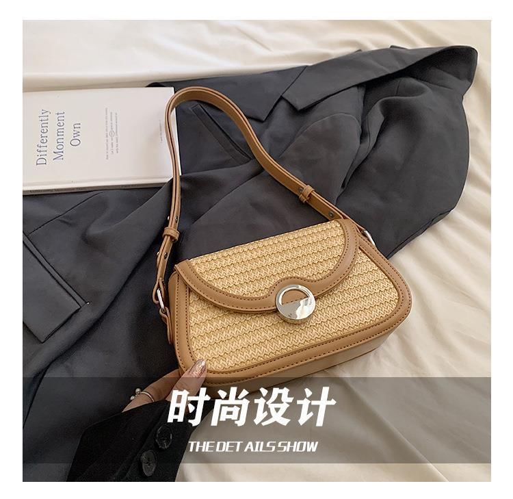 Tone Crossbody Bag Straw Flap Two