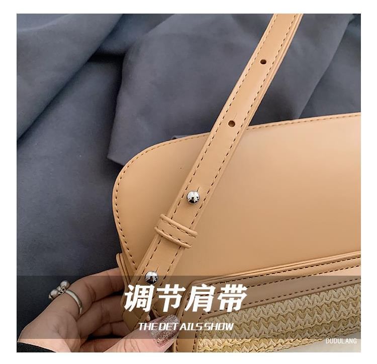Tone Crossbody Bag Straw Flap Two