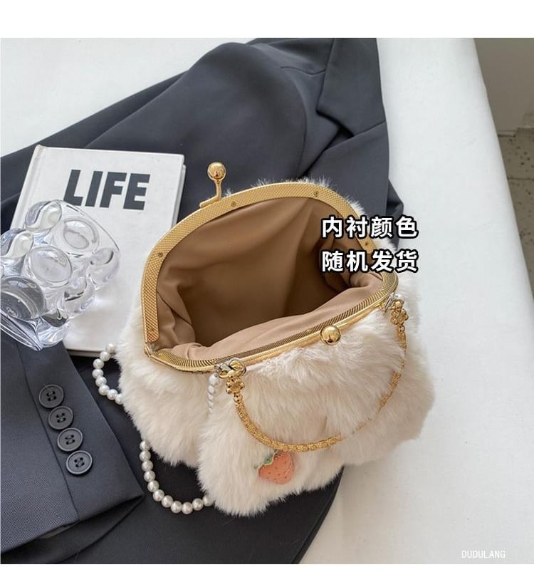 Beaded Fluffy Bag Strap Rabbit Crossbody