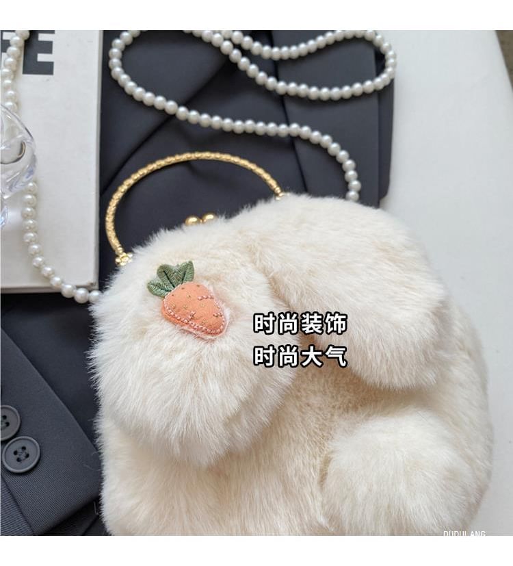 Beaded Fluffy Bag Strap Rabbit Crossbody