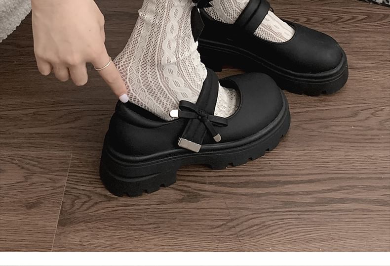 Mary Jane Bow Plain Shoes Platform