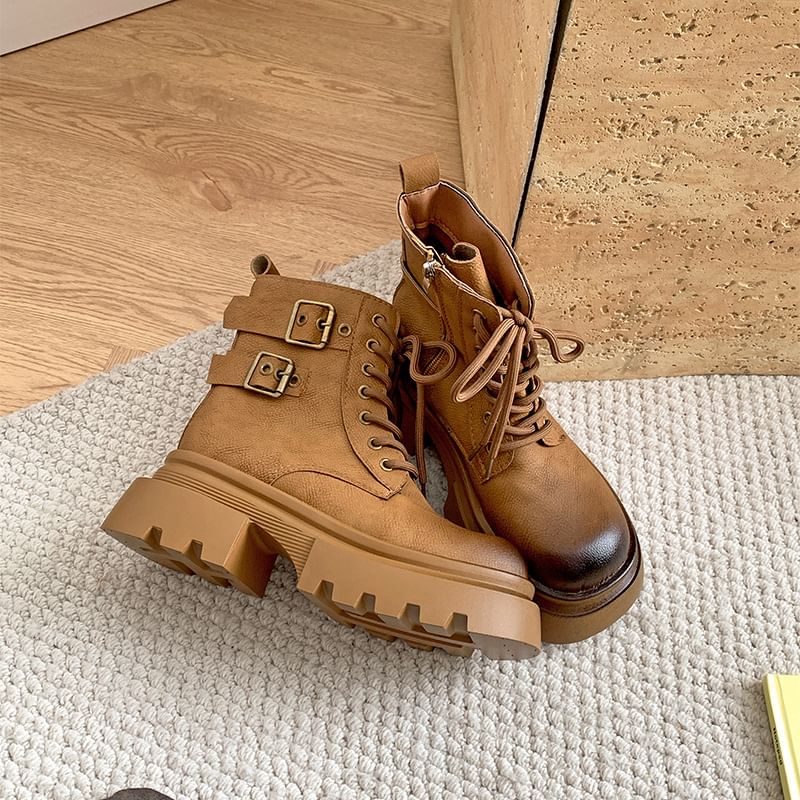 Boots Lace-Up Short Platform