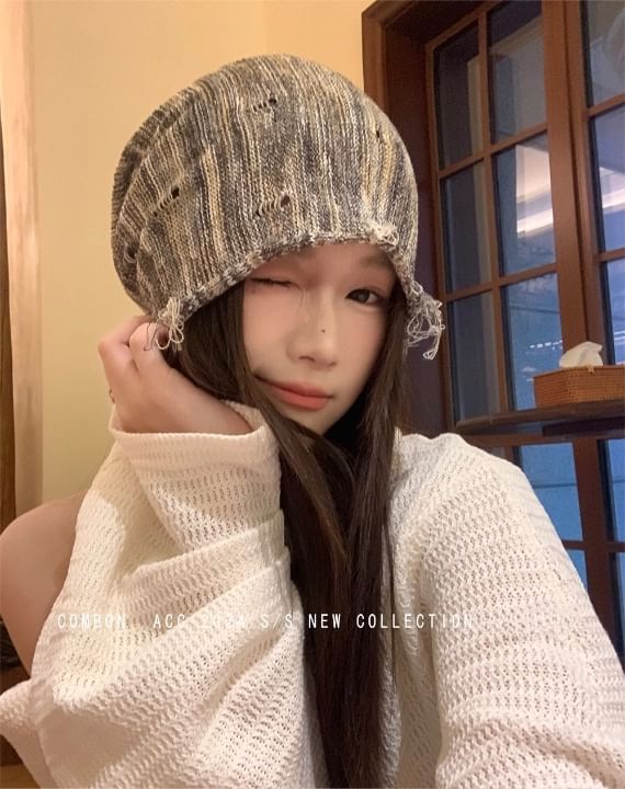 Frayed Distressed Beanie