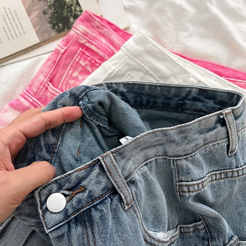 High-Rise Denim Cargo Mini Flare Skirt