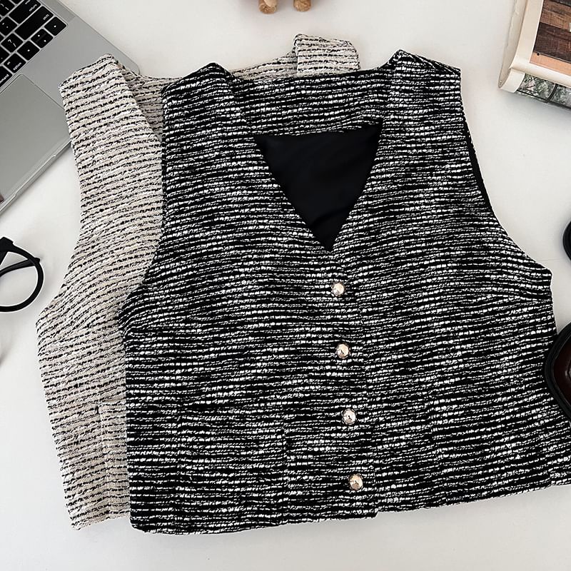 V-Neck Button Vest