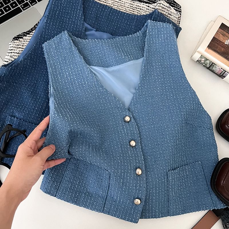 V-Neck Button Vest