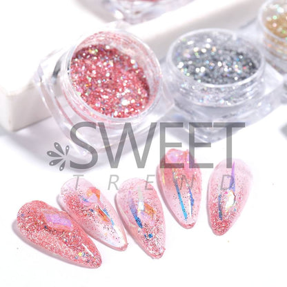 Set of 6: Glitter Nail Art Decoration (Various Designs)