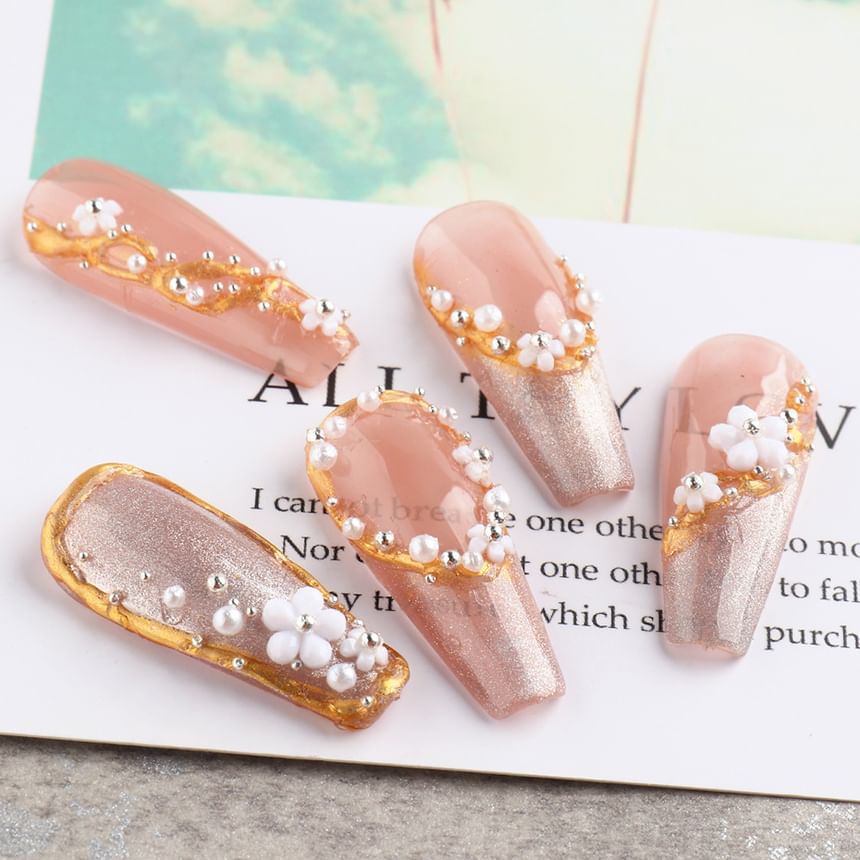 Floral Bead Faux Pearl Nail Art Decoration