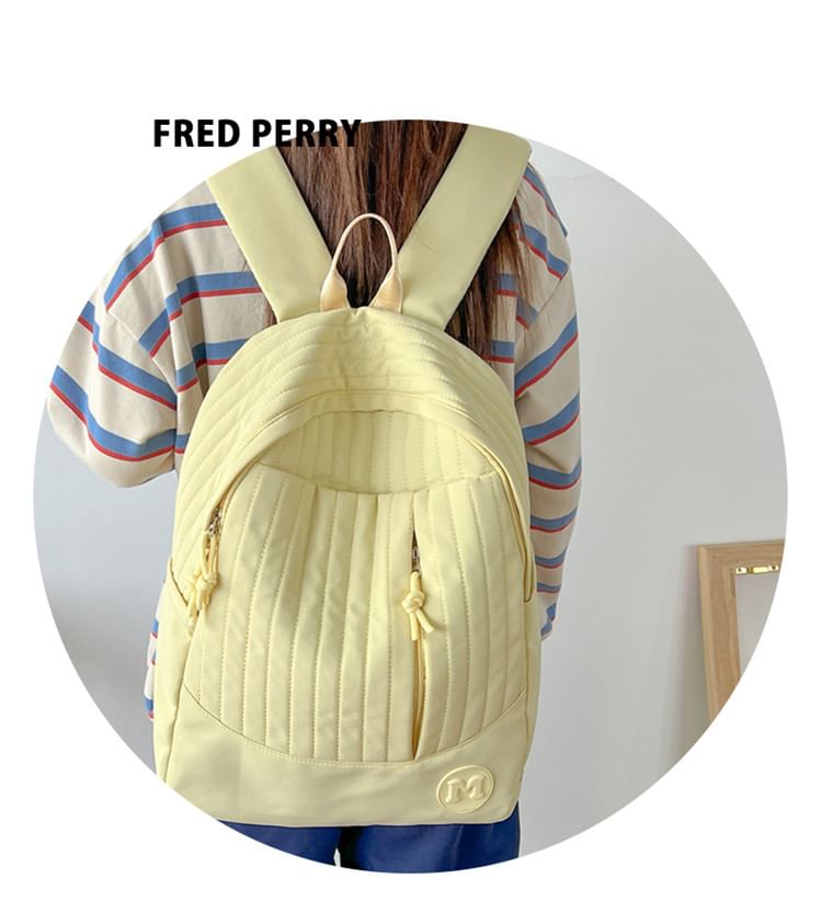 Quilted Plain Backpack Laptop