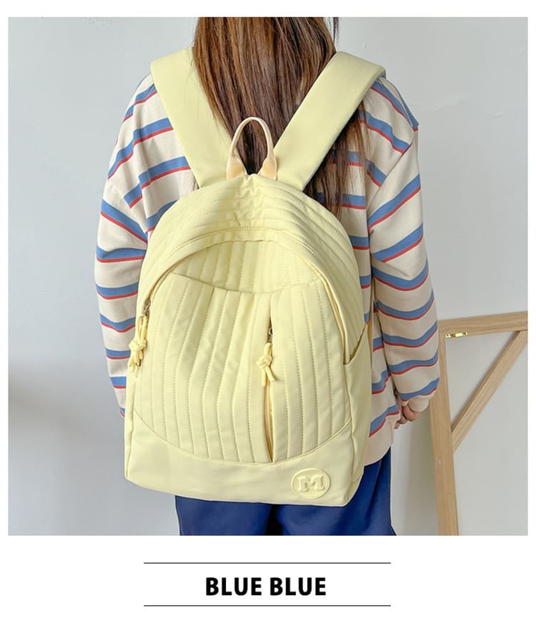 Quilted Plain Backpack Laptop