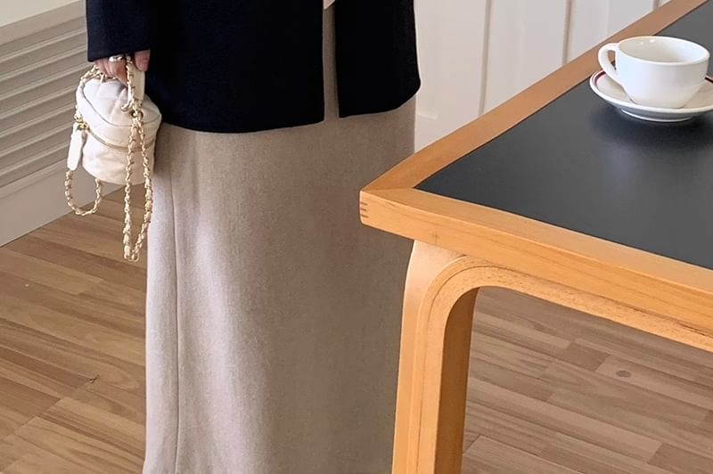 Two Tone Bow Woolen Single-Breasted Coat