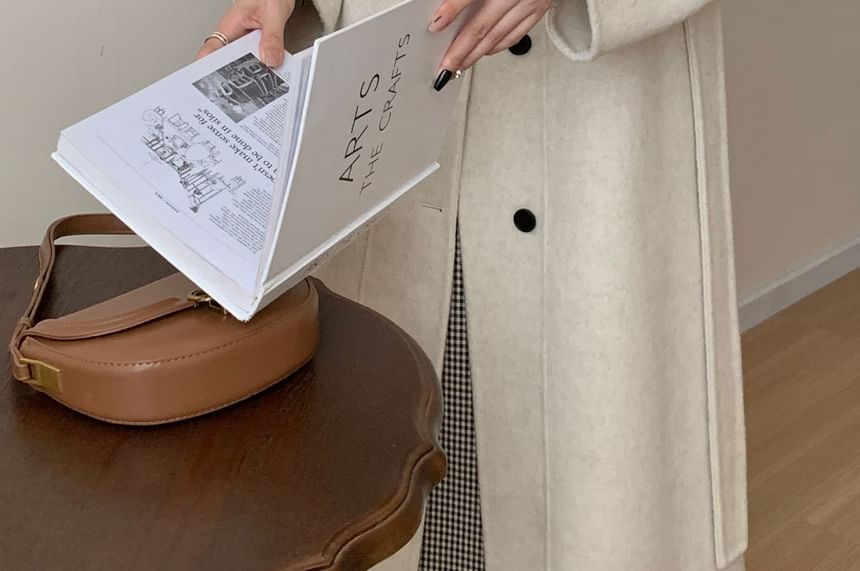 Stand Collar Woolen Midi Single-Breasted Coat