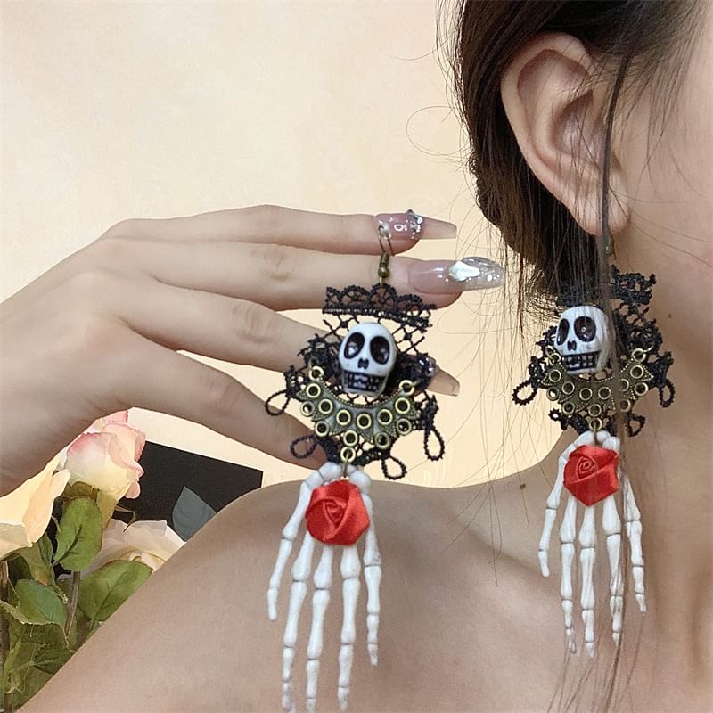 Choker Lace Earring Skull /