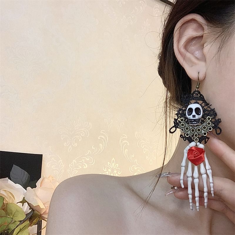 Choker Lace Earring Skull /