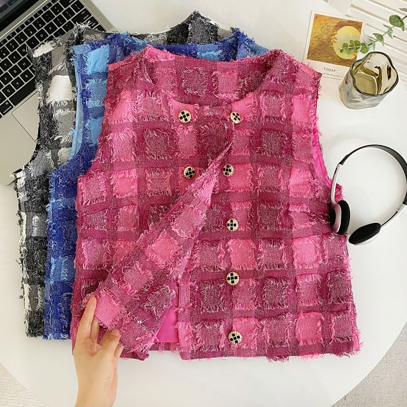 Checkerboard Double-Breasted Vest