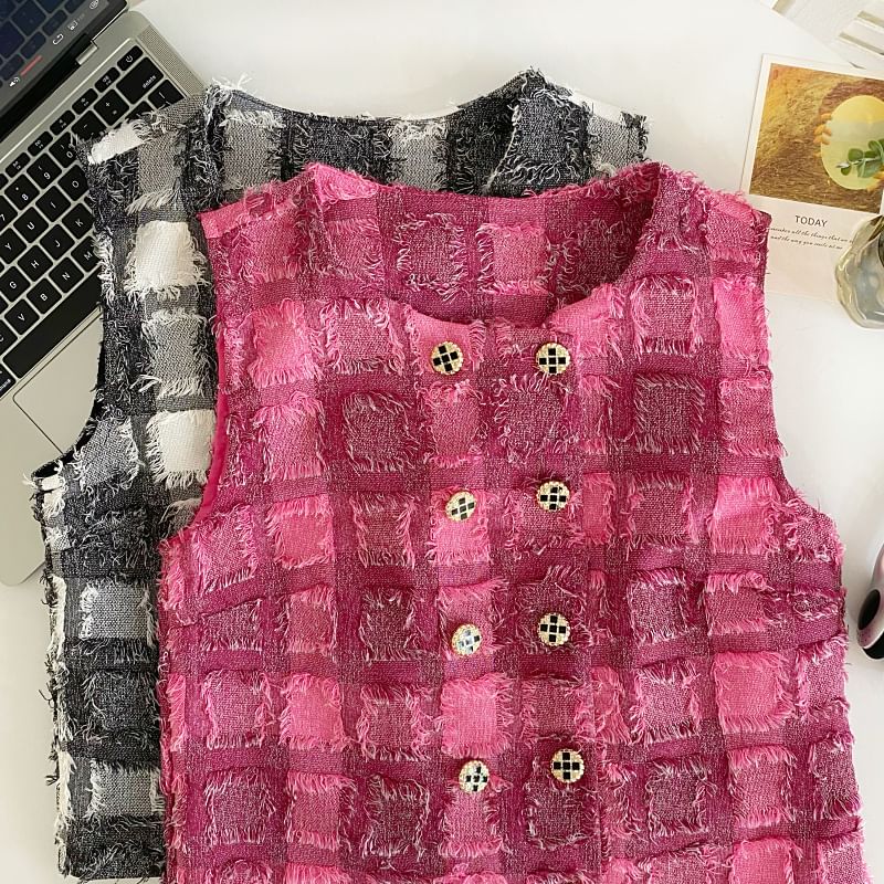 Checkerboard Double-Breasted Vest