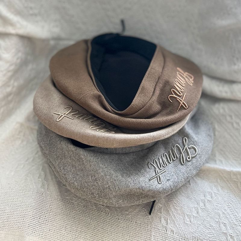 Lettering Embroidered Beret