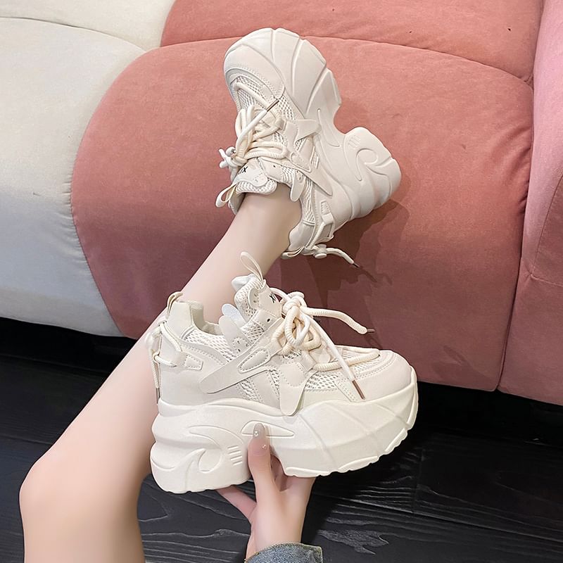 Sneakers Mesh Wedge Hidden Panel Platform