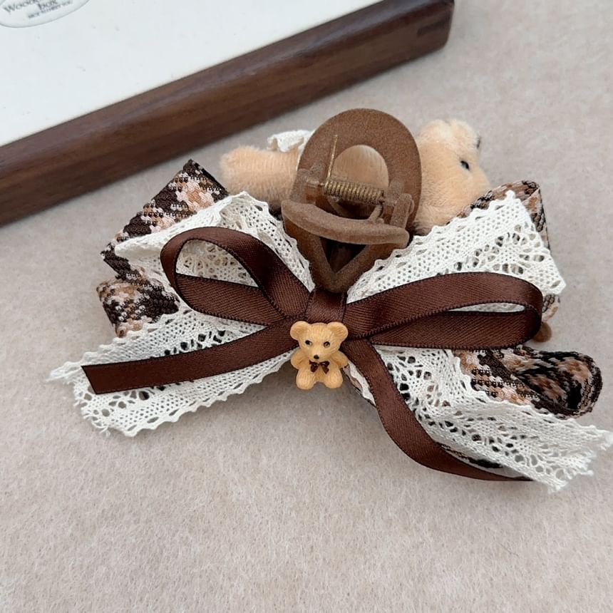 Bear Accent Bow Hair Clip / Hair Claw