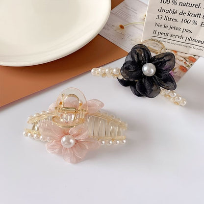 Flower Faux Pearl Hair Claw