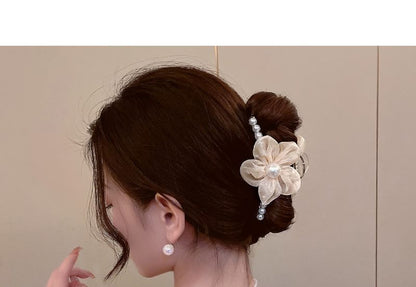 Flower Faux Pearl Hair Claw