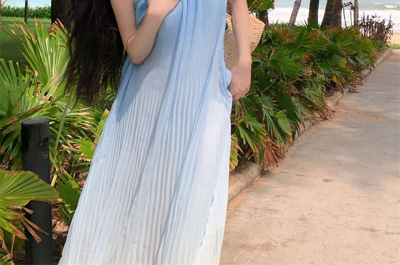 Dress Gradient Strap A-Line Spaghetti Midi