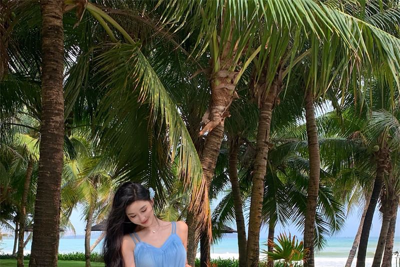 Dress Gradient Strap A-Line Spaghetti Midi