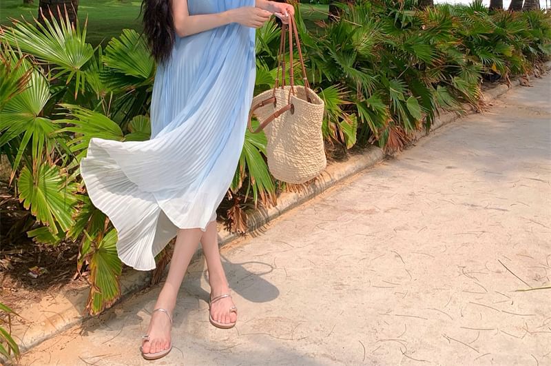 Dress Gradient Strap A-Line Spaghetti Midi