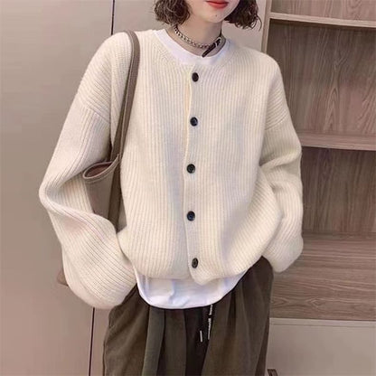 Round-Neck Loose Cardigan