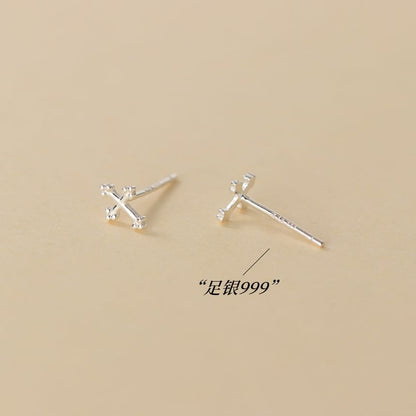 S999 Sterling Silver Cross Stud Earring