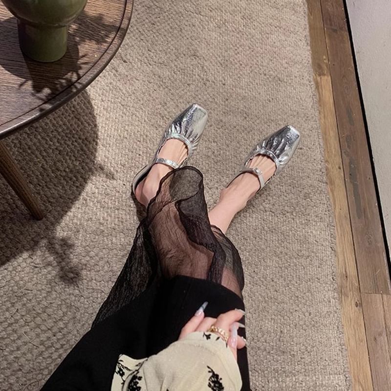 Toe Heel Low Square Mules