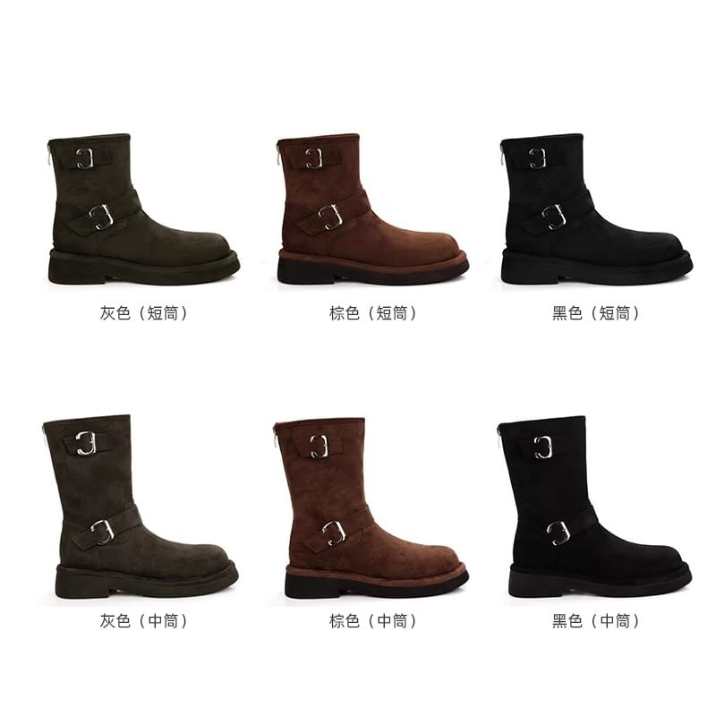Designs) Buckled Boots Faux (Various Suede