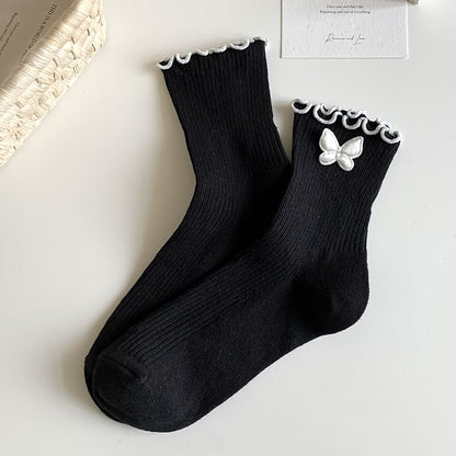 Ruffle Trim Bowknot Socks