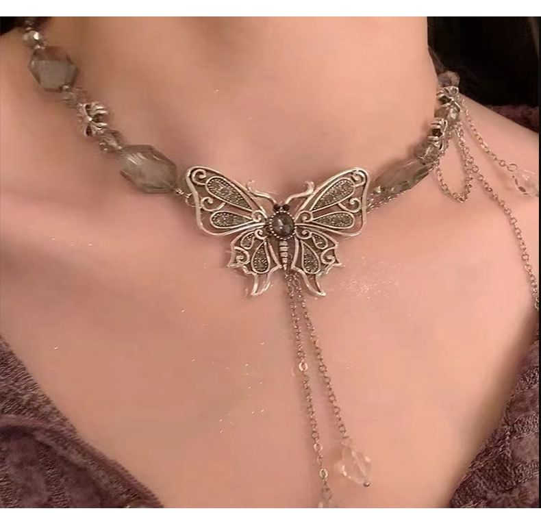 Butterfly Rhinestone Necklace