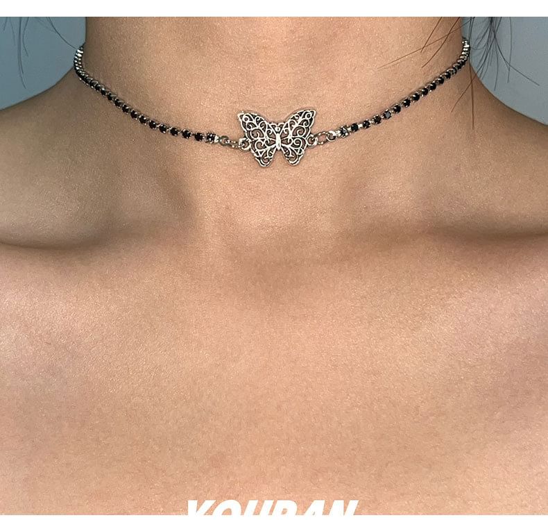 Butterfly Beaded Choker