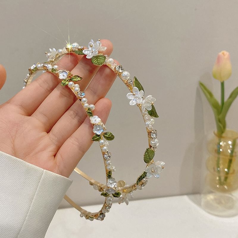 Faux Pearl Floral Headband