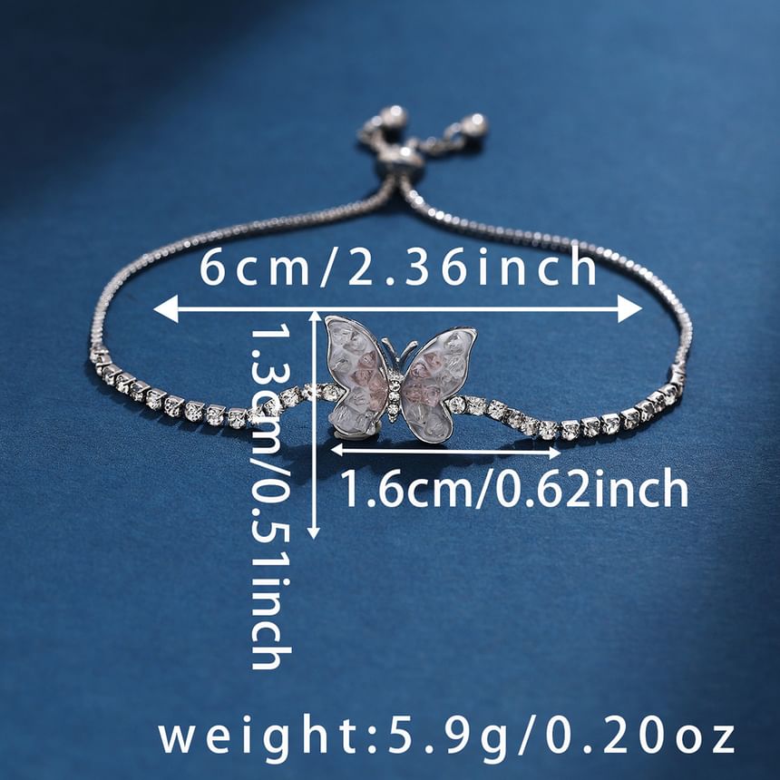 Butterfly Rhinestone Alloy Bracelet