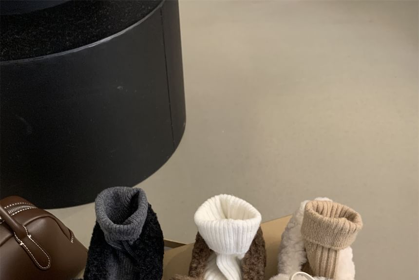 Shoes Wedge Fleece Hidden Square Jane Bow Mary Toe