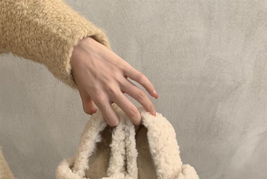 Shoes Wedge Fleece Hidden Square Jane Bow Mary Toe