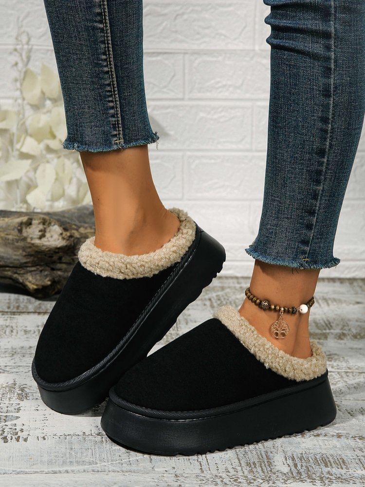 Fleece-Lined Platform Mules