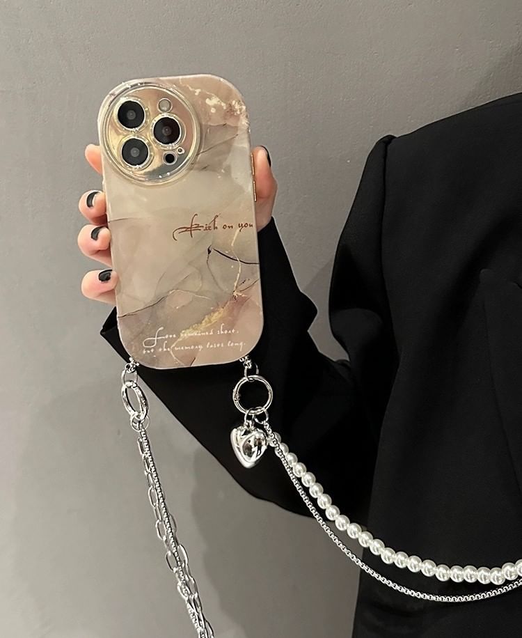 Print Case Lanyard Marble Phone