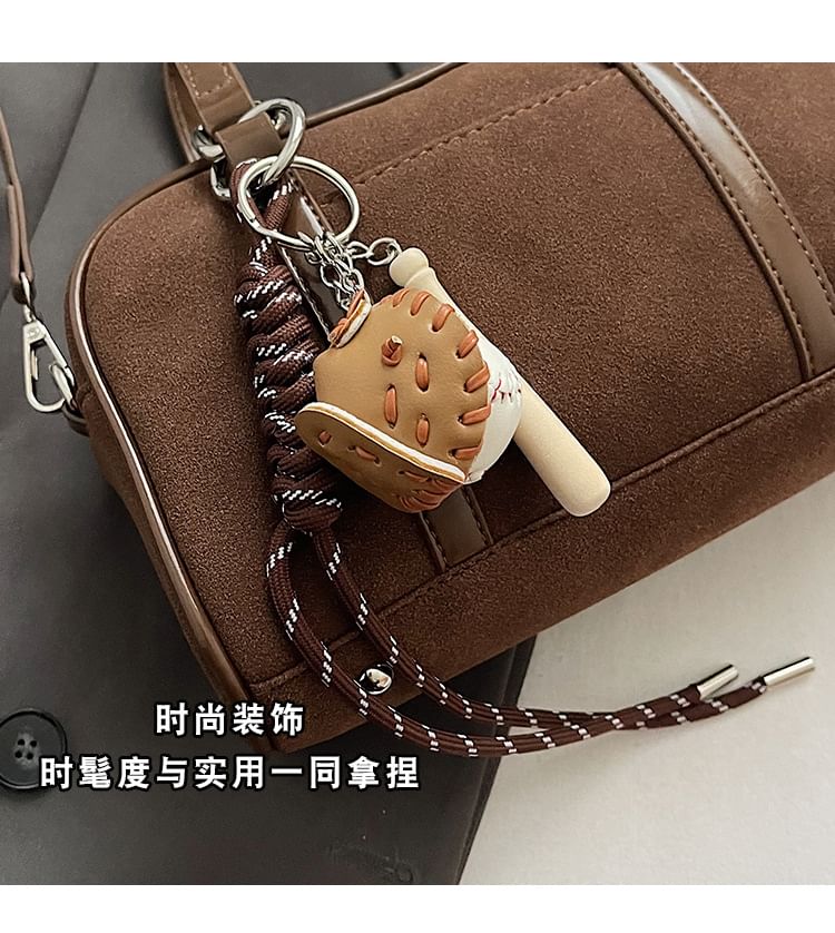 Charm Crossbody Suede Baseball Faux Bag Top Handle Set /