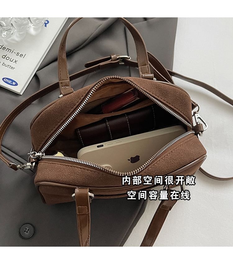 Charm Crossbody Suede Baseball Faux Bag Top Handle Set /