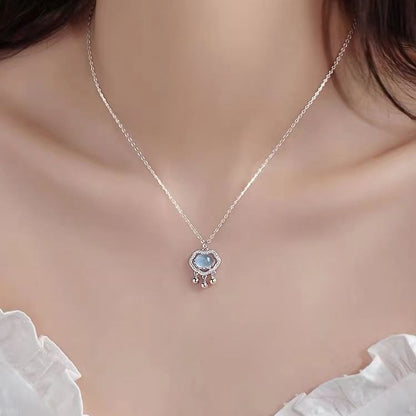 925 Sterling Silver Rhinestone Pendant Necklace