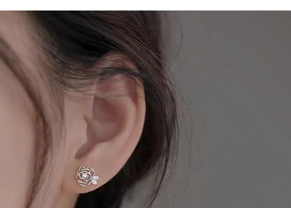 925 Sterling Silver Rose Stud Earring