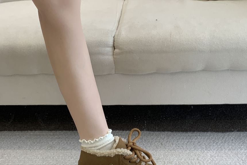 Platform Fleece-Lined Lace-Up Faux Suede Shoes