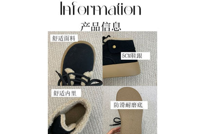 Platform Fleece-Lined Lace-Up Faux Suede Shoes