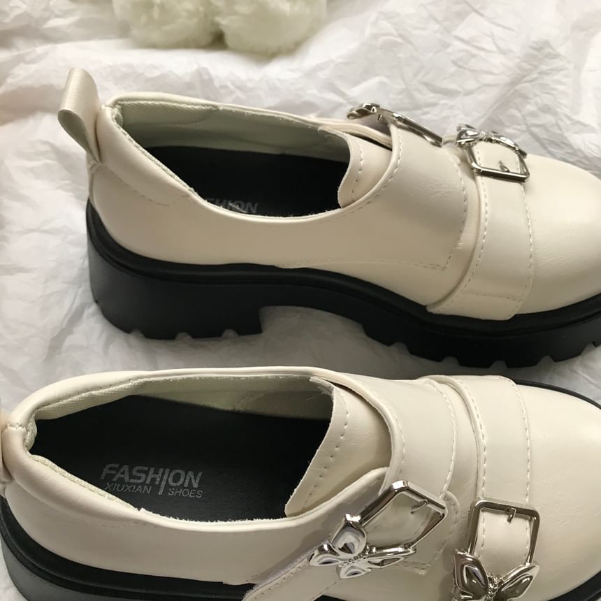 Platform Butterfly Buckle Strap Oxfords