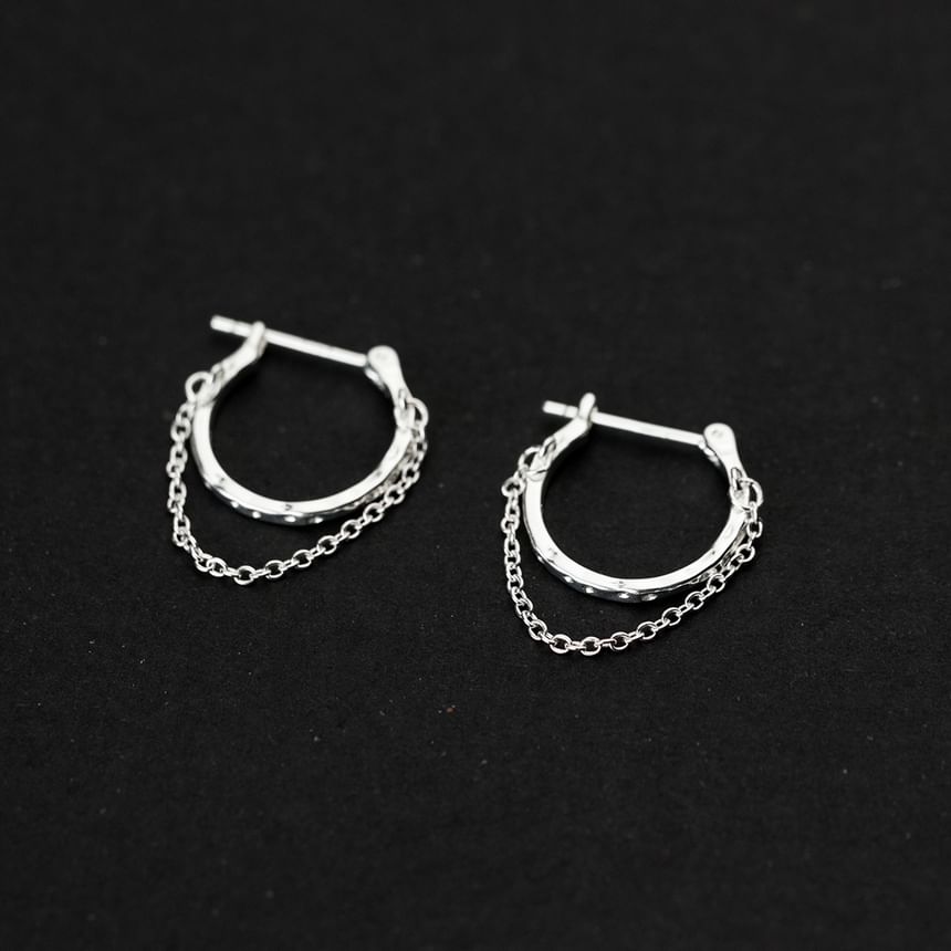 925 Sterling Silver Chain Hoop Earring