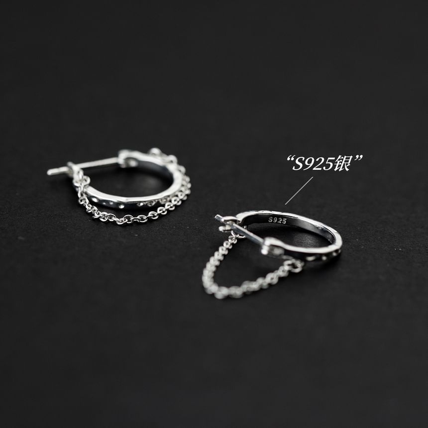 925 Sterling Silver Chain Hoop Earring